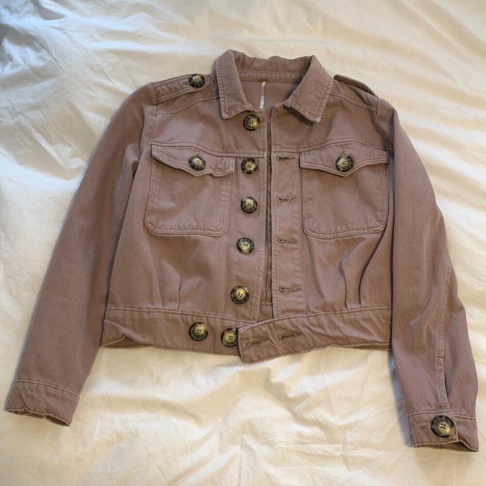 Free People | Denim Slouchy Eisenhower Jacket Size XS